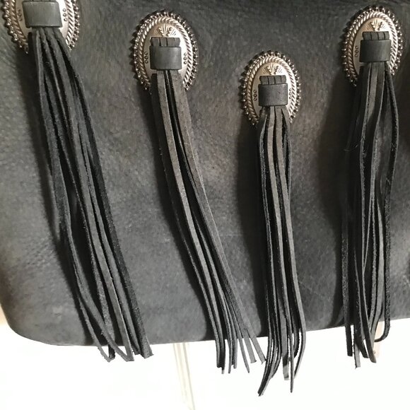 Rebecca Minkoff Western Medium Crossbody Bag Dark Grey Suede - Picture 4 of 12